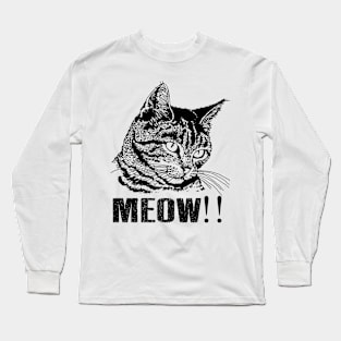 Cat for women funny kitty cat head t-shirt for girls Long Sleeve T-Shirt